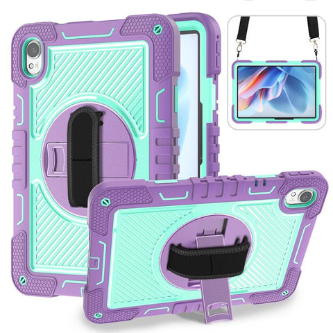 for HONOR Pad X9 11.5 Inch Case 2023, 360 Degree Rotating Hand Strap Stand, Pencil Holder, with Shoulder Strap, Heavy Duty Shockproof Rugged Case, Purple Mint
