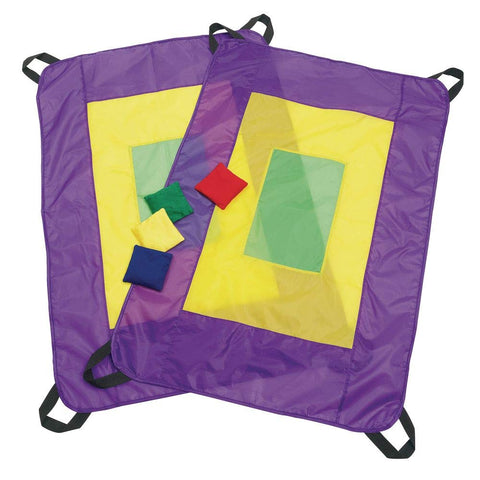 Excellerations Fun Pair-a-Chute - Set of 2 with Bean Bags, Parachutes, Sports Outdoor Play, Recess, Kids Educational Toy (Item # PAIRUP)