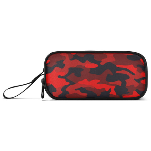 Fisyme Camo Army Red Pencil Case Large Capacity Pen Box Makeup Pouch Holder Organizer Stationery Bag for School Office College Traval Adults