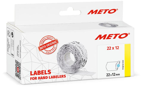 Original Meto 9517182 Price Gun Labels (22 x 12 mm, 6000 Pieces, Multi-Functional Permanent - Freezer Price Labels for Meto, Contact, Sato, Avery, Tovel, etc.) 6 Rolls, White
