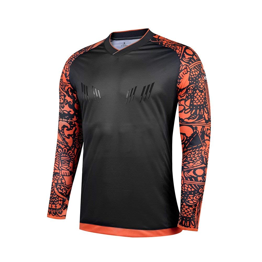 KELME Kids Padded Goalie Shirt, Youth Goalkeeper Jersey, Long Sleeve Turf Training Soccer Uniform(Black, 130cm)