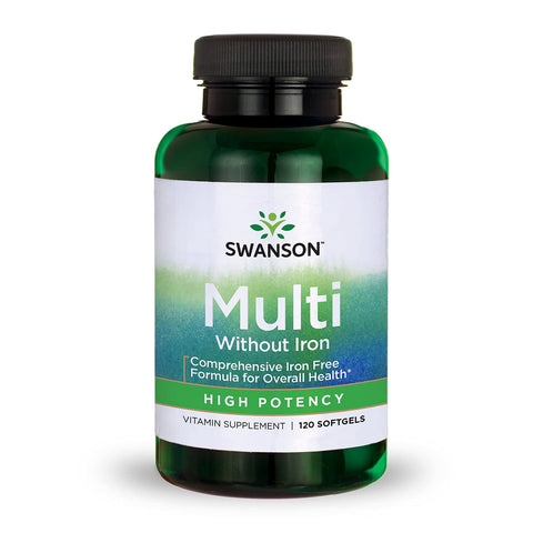 Swanson Multi Without Iron Multivitamin Health Supplement Iron-Free Formula 120 Softgels Sgels