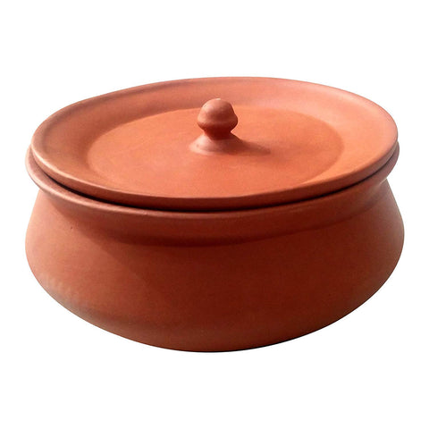 HEALTHYINDIA Handcrafted Pot, Dahi Handi - (Terracotta, Brown) 1 LTR.
