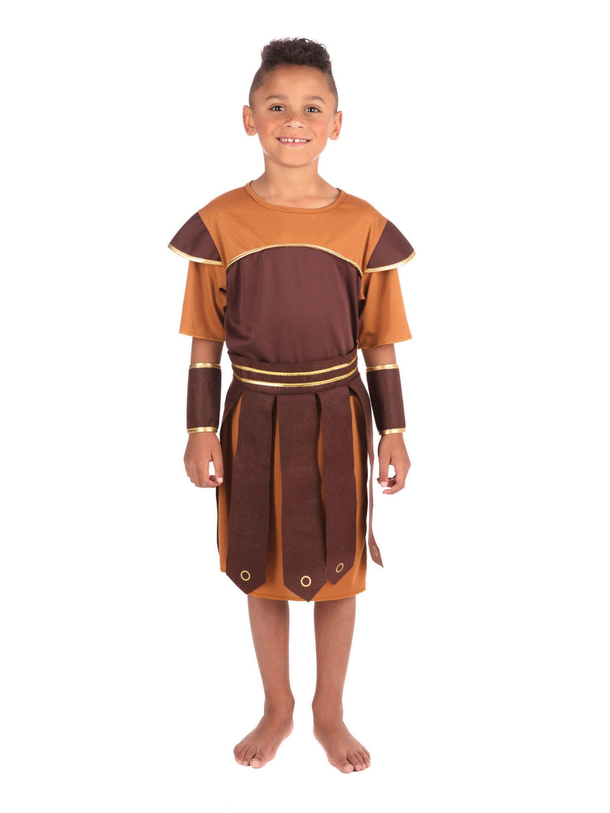 Rubies Boy's Brown & Gold Roman Soldier Costume Set (Small Size) - Classic Design, Perfect for Historical, World & Culture, World Book Day, Cosplay & More