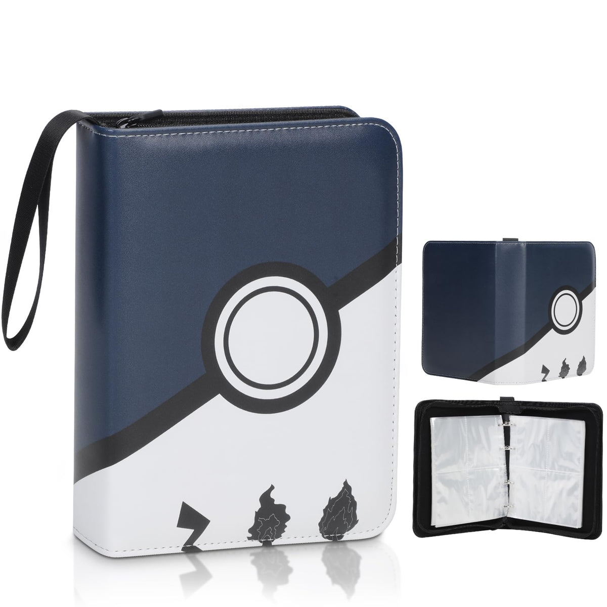 Card Binder, 400 Trading Cards Pocket PU Collection Binder with Zipper Trading Card Binder, Collector Album, Double Sided Pockets Card Holder Carry Case for MTG, TCG, Sports Cards(White)
