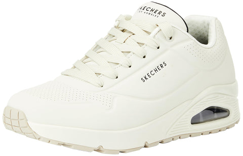Skechers Men's UNO Stand ON AIR Sneaker, Off White Durabuck Mesh, 9