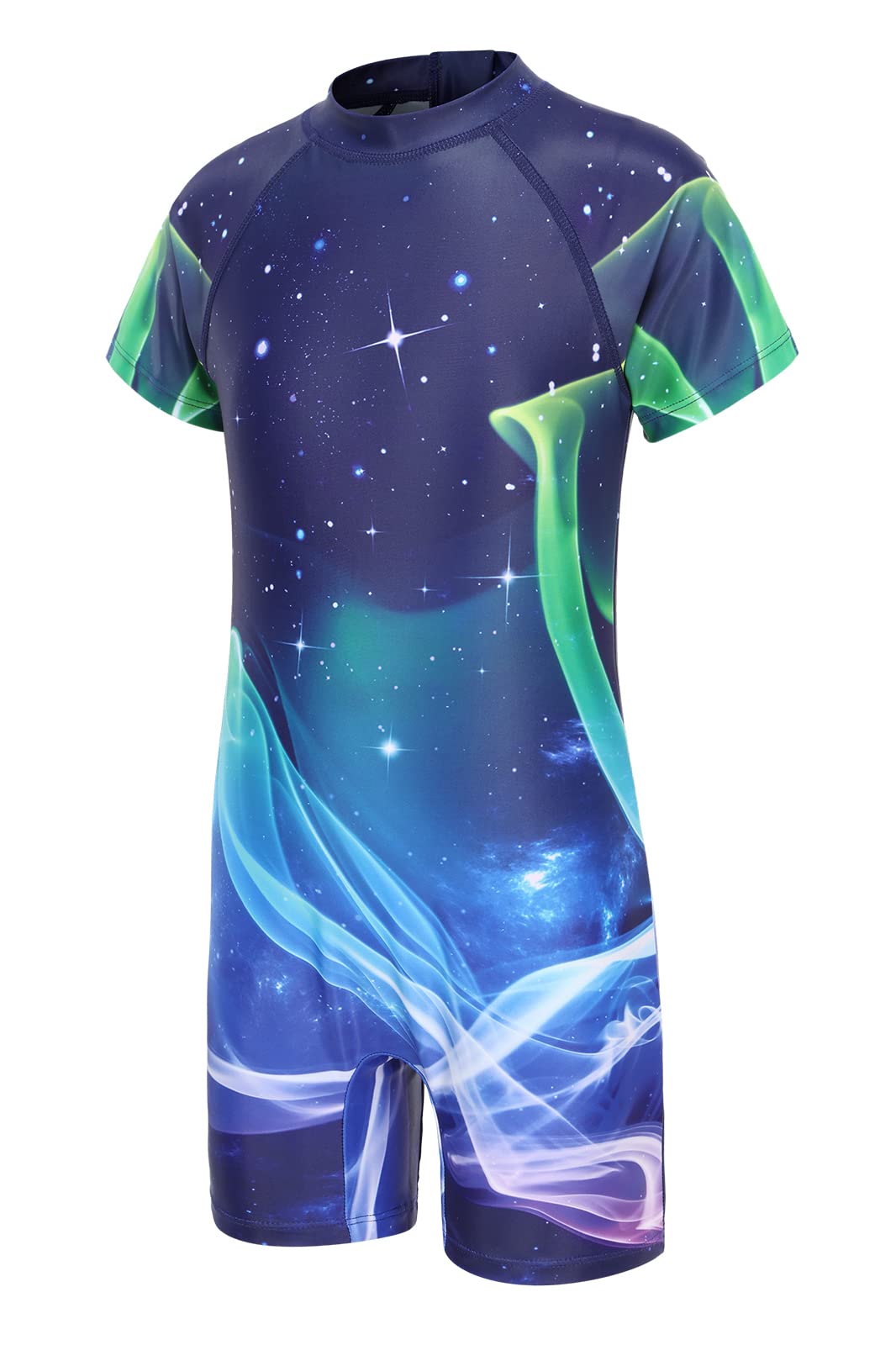Boys Swimsuit Kids Short Sleeve Swimming Costume Boys All in One Swimming Suit One Piece Children Rash Guard Swimwear Age 9-10 Years