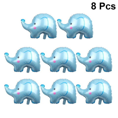 8PCS Blue Elephant Balloons Aluminum Foil Elephant Head Balloons for Animal Theme Party Baby Shower Gender Reveal Party Supplies
