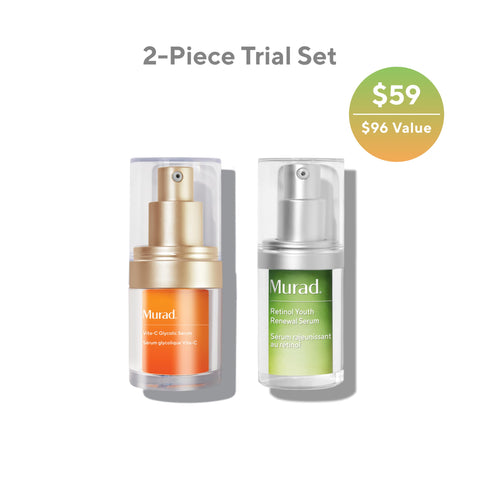 Murad AM/PM Super Serums - 2-Piece Trial Kit ($95 Value) - Retinol and Vitamin C Serum - Vita-C Glycolic Serum 0.5Fl Oz, Retinol Serum 0.5Fl Oz
