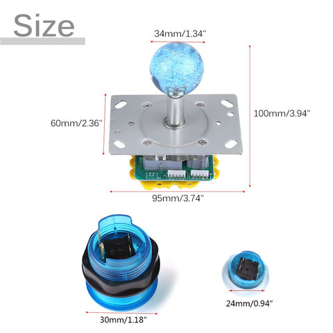 Walfront 20 DIY LED Illuminated Arcade Game Buttons + 2 Joysticks + 2 USB Encoder Kit Game Parts Set