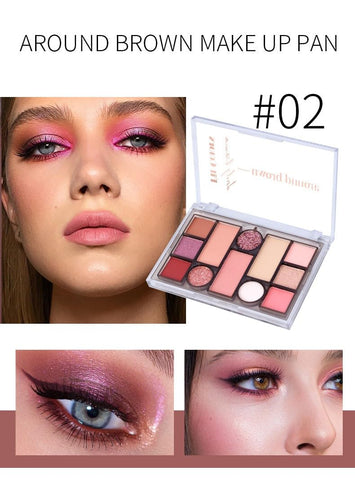 Easilydays 12 Colors Pink Eyeshadow Palette, Mini All in One Blush, Eyebrow & Eye Makeup Kit, Highly Pigmented Matte & Shimmer Shades, Big Artist Comprehensive Facial Makeup, Travel Friendly (02)