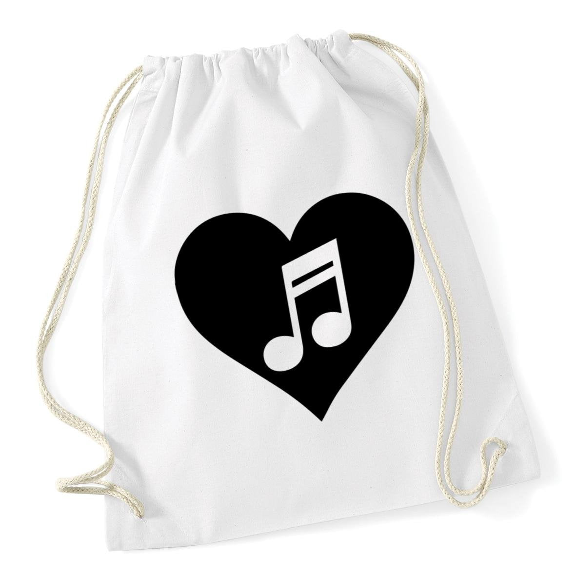 Hippowarehouse Heart Music Drawstring Cotton School Gym Bag 37cm x 46cm, 12 litres