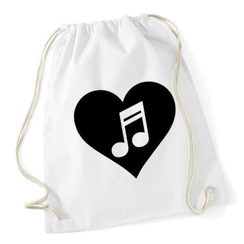 Hippowarehouse Heart Music Drawstring Cotton School Gym Bag 37cm x 46cm, 12 litres