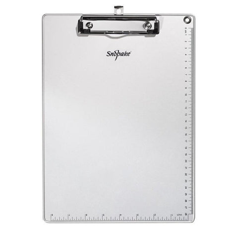 Snopake A4 Metallic ClipBoard with Heavy Duty Clip and Measurement Guide [Metallic Silver] 15788