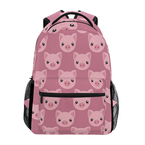 Pink Cartoon Pig Face Laptop Backpack Shoulder School Bag for Girls, Animal Water Resistant College Travel Computer Notebooks Computer Bag Daypack Bookbag for Kids Boys Women