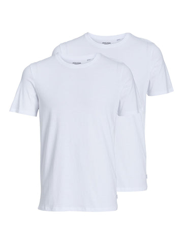 JACK & JONES Men's Jacbasic Crew Neck Tee Ss 2 Pack T-Shirt, White (White), XX-Large
