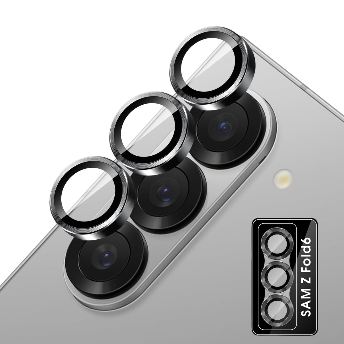 Locofun Camera Film for Samsung Galaxy Z Fold 6 / Z Fold6 5G, Anti-Scratch Camera Tempered Glass Lens Protection, 9H Hardness, Bubble Free - Black