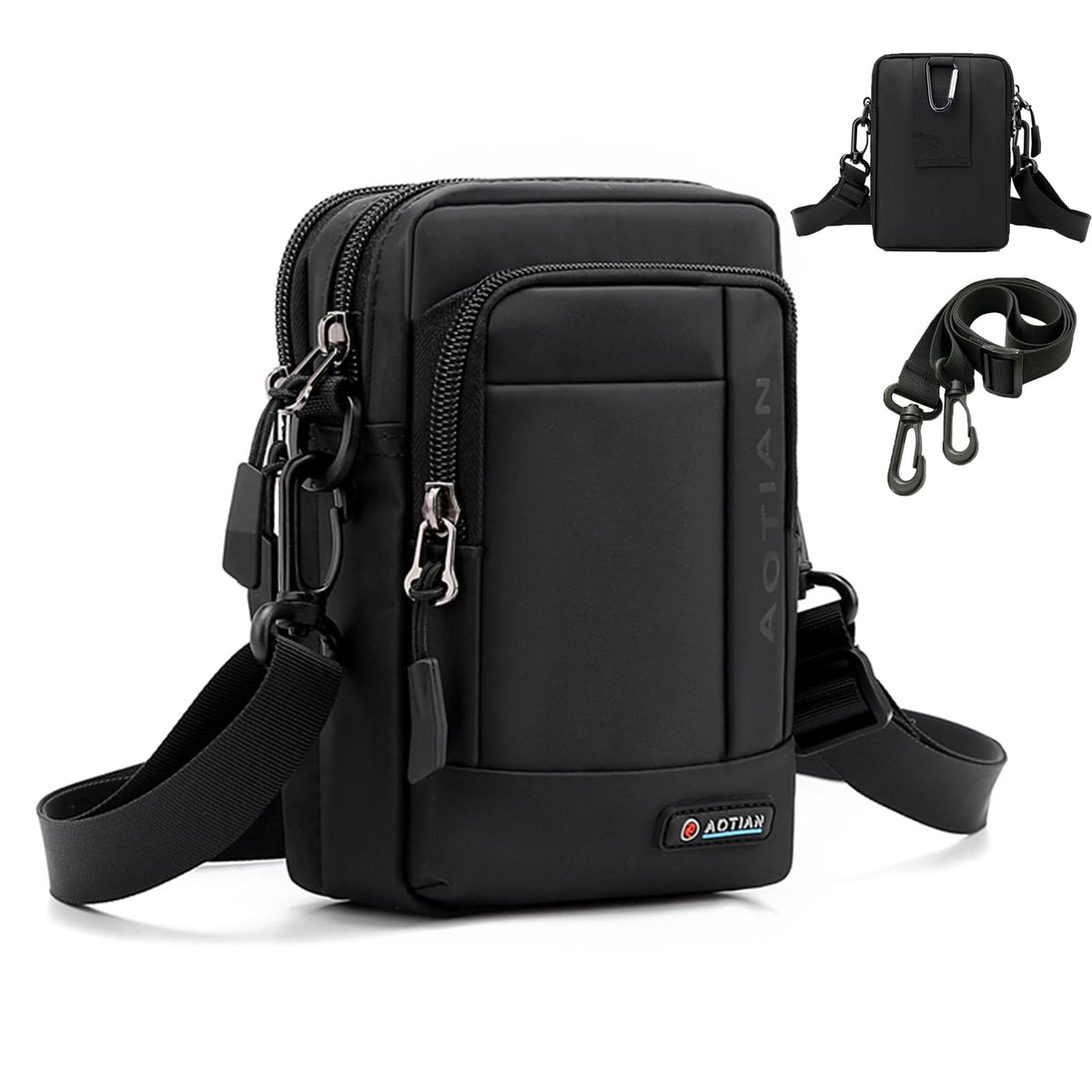 BAGZY Mens Pouch BagÃƒÆ’Ã‚Â¯Ãƒâ€šÃ‚Â¼Ãƒâ€¦Ã¢â‚¬â„¢Side Bag Small Mens Shoulder Bag, Side Bag Outdoor Sports Hiking Waist Pack Crossbody Tactical Cellphone Pouch Belt Bum Bag Drop Bag Messenger Sling Bag Travel Bag, Black