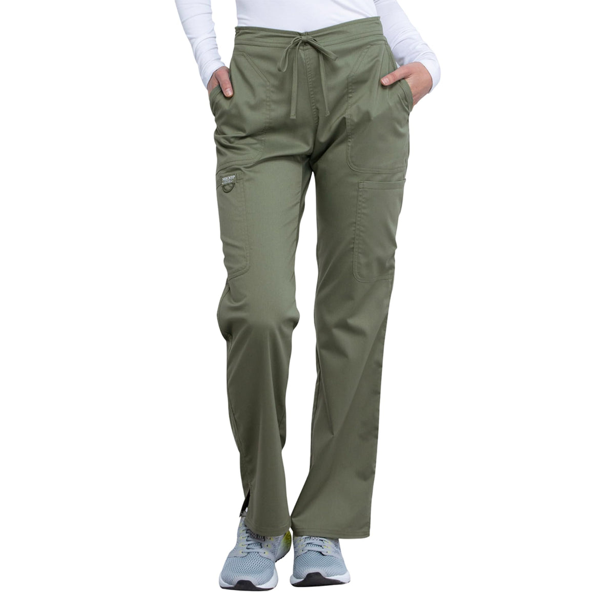 Scrubs for Women Workwear Revolution, Drawstring Scrub Pants WW120T, M Tall, Olive