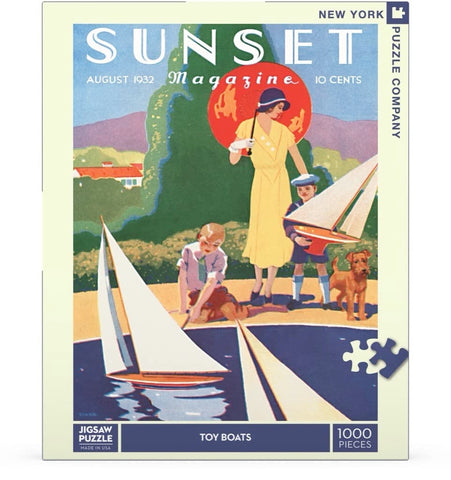 New York Puzzle Company - Sunset Magazine Toy Boats - 1000 Piece Jigsaw Puzzle for Adults