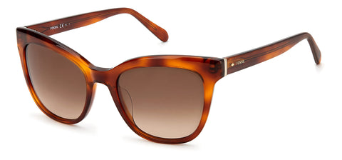 Fossil Women's Female Sunglass Style FOS 2111/S Cat Eye, Havana/Brown Gradient, 53mm, 19mm