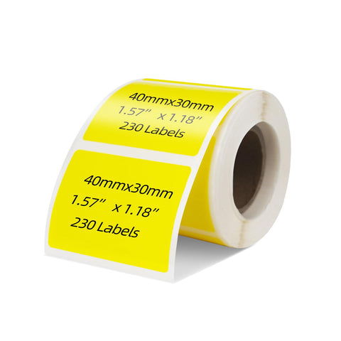 PUQU 40 x 30mm Thermal Sticker Labels, 230 Pcs Yellow Direct Rectangular Thermal Printer Stickers, Self-Adhesive Address/Name/Barcode/Price/Shipping Multi-Purpose Roll Sticker Labels