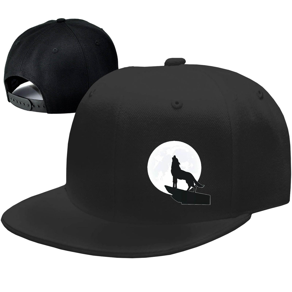 Snapback Hats for Men Wolf Hat Flat Bill Hats for Men Fitted Hat Black Baseball Hats Hip Hop Caps Adjustable Trucker Hat Animal Hat Cool Boys Hats Men Gift Skateboard Accessories