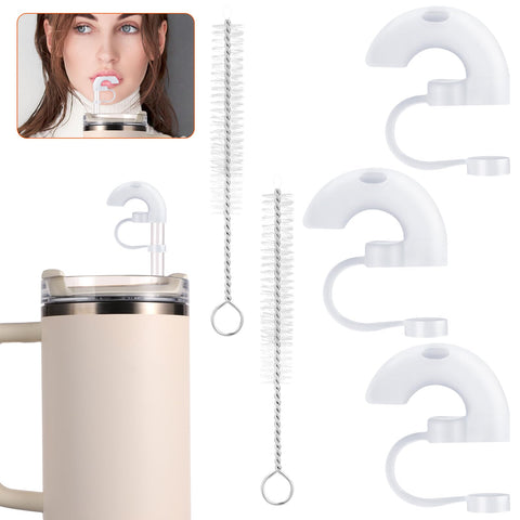 3pcs Wrinkle Free Straw Cover, Dust-Proof Silicone Straw Anti/No Wrinkle Topper Cap, 40Â°Inclined Opening Design Reusable Straw Tips Lids for Stanley Tumbler 40oz 30oz