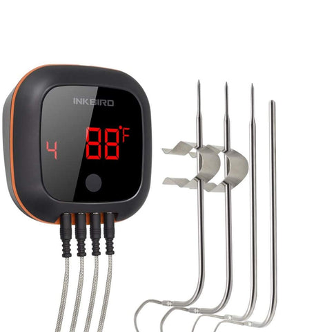INKBIRD IBT-4XS BBQ Thermometer Bluetooth Meat Thermometer Wireless Smart BBQ Meat Thermometer ?/? with Rechargeable Battery Rotatable Screen Bluetooth Meat Probes (Meat Thermometer + 4 Probes)