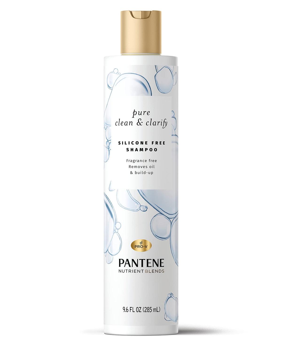 Pantene Silicone-Free Clarifying Shampoo, Pure Clean & Clarify, Fragrance-Free, 9.6 fl oz, Pack of 4