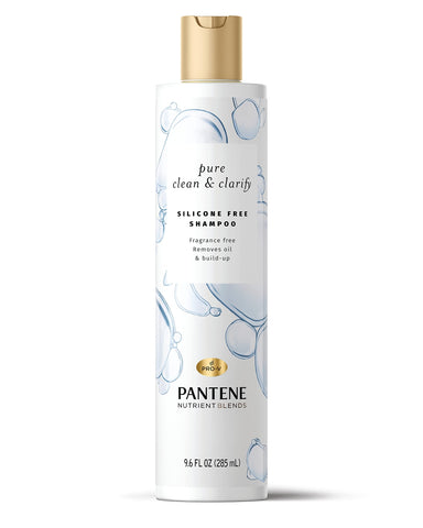 Pantene Silicone-Free Clarifying Shampoo, Pure Clean & Clarify, Fragrance-Free, 9.6 fl oz, Pack of 4