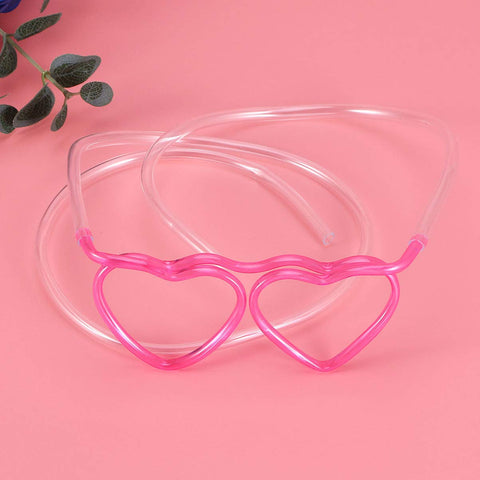 10pcs Drinking Straw Eye Glasses Fun Party Heart Shape DIY Drinking Straw Tube Birthday Parties Bar Supplies 's Party Decoration