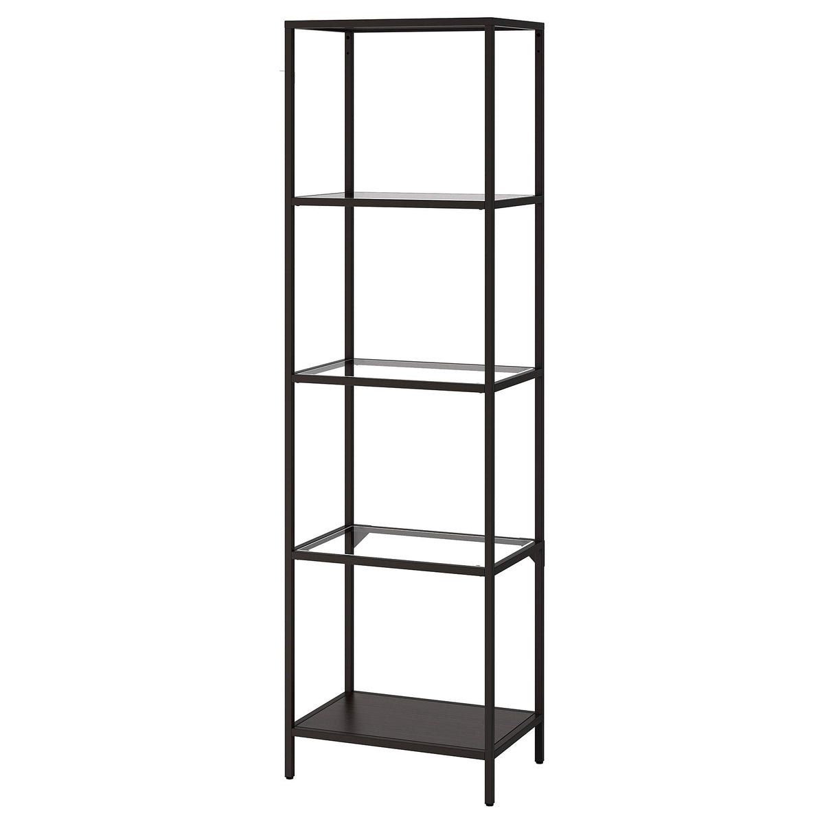 IKEA VITTSJÖ shelving unit black-brown/glass (51x36x175 cm)