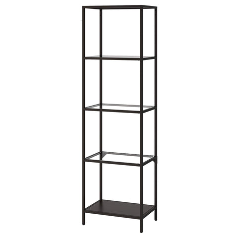 IKEA VITTSJÖ shelving unit black-brown/glass (51x36x175 cm)