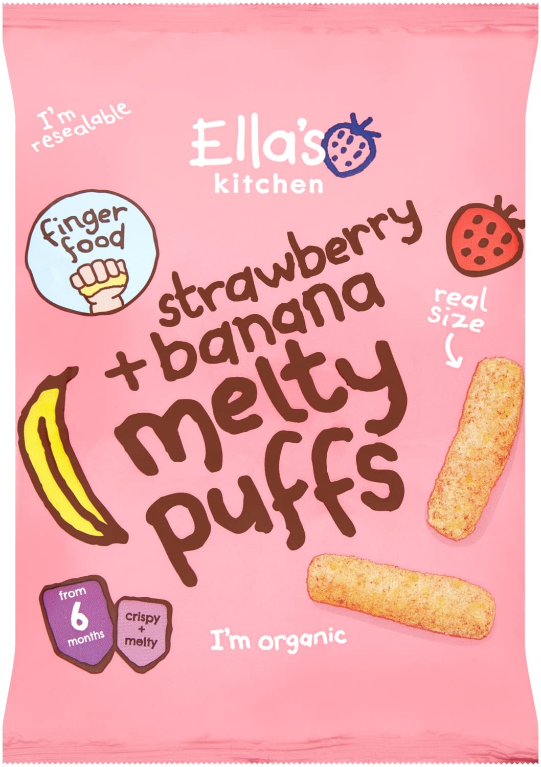 Ellas Kitchen Organic Strawberry & Banana Melty Puffs (4 x 20g)