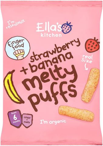 Ellas Kitchen Organic Strawberry & Banana Melty Puffs (4 x 20g)