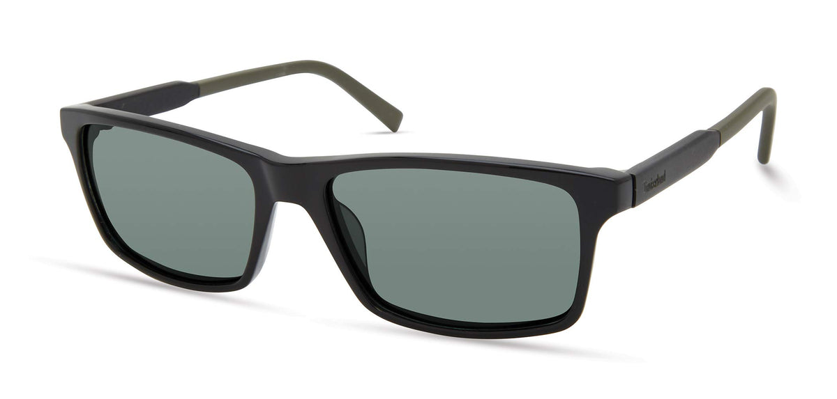 Timberland Men's TBA9268 Polarized Rectangular Sunglasses, Shiny Black, 56mm