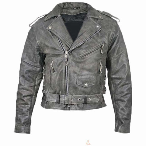 Bikers Gear Australia Classic Vintage Distressed Brando Style Leather Harley Cruiser Jacket with CE 1621-1 Armour (6XL 52" - 131 cm)
