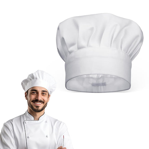 ZEYIYER Chef's Hat Adult Unisex Chef's Hat, Chef's Hat, Men's Chef's Hat, Women, Adjustable Chef's Hat, Cotton Chef's Hats, Professional Chef's Hat, Hair Net, Kitchen (White), White, One Size