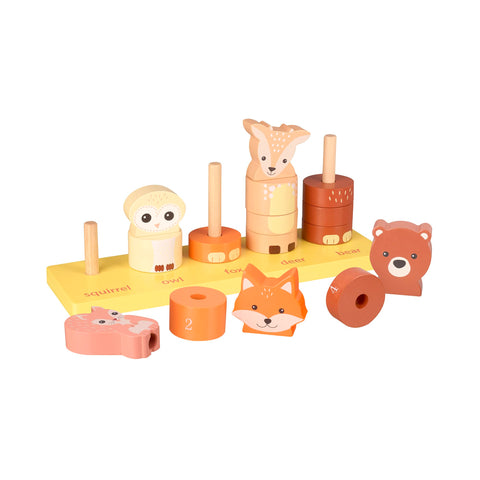 Orange Tree Toys Woodland Animals Counting Stacking Toy - Wooden Stacking Toys for 1 Year Olds, Animal Stacking Rings - Educational Montessori Toddler Toys, Early Development & Activity Wooden Toys