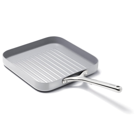 Caraway Square Grill Pan - 11â€ Grill Pan - Non-Stick Ceramic Coated - Non Toxic, PTFE & PFOA Free - Oven Safe & Compatible with All Stovetops - Gray