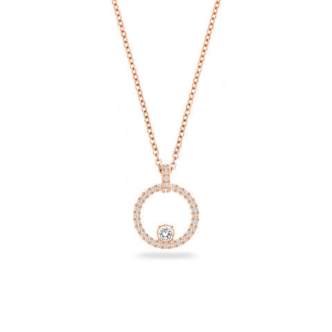 Swarovski Creativity Collection Women's Necklace, Intertwined circle Pendant with White Crystals and Rose-Gold Tone Plated Chain