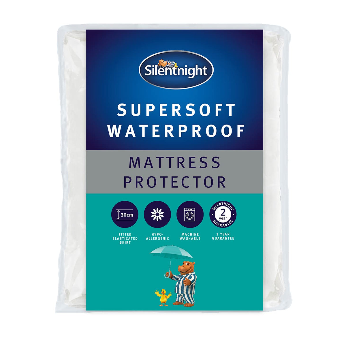 Silentnight Supersoft Waterproof Mattress Protector - Luxury Quilted Quiet Bed Mattress Pad Cover with Extra Deep Fitted Skirt and Waterproof Protection - Single, White
