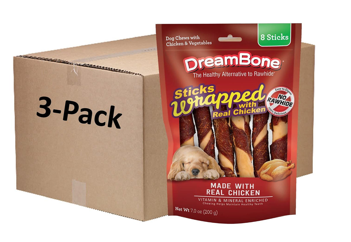 Dreambone Chicken-Wrapped Chews 8 Count, Rawhide-Free Chews for Dogs - Large | 8-Count (3 Pack)