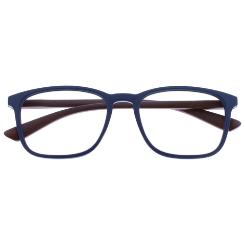 OPULIZE Max Reading Glasses - Classic Large Rectangular Frame - Matt Navy Blue with Maroon Arms - Men's Women's Unisex - Spring Hinges - R78-3 - +1.00