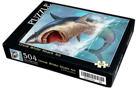 CVPuzzles Great White Shark Art 504 Piece Jigsaw Puzzle 16" X 20"
