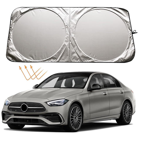 XHRING Windshield Sun Shade for Mercedes Benz C C300 A B E E350 GLA GLB 250 CLA CLK Class Accessories, Car Front Window Sunshade Sun Visor Shield for Mercedes Benz Maybach GLS600 GLA250