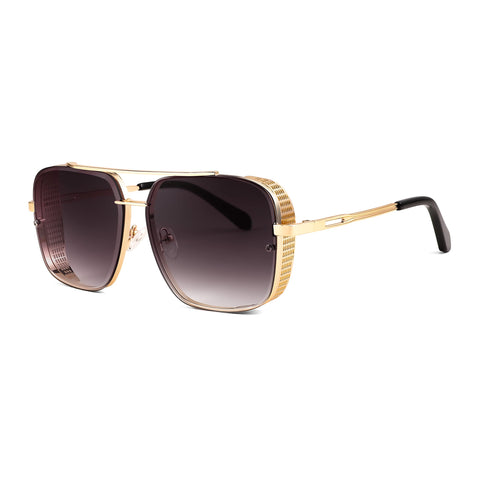 FEISEDY Sunglasses Mens Women Vintage Aviator Square Trendy Metal Steampunk Fishing Driving Sun Glasses B2894