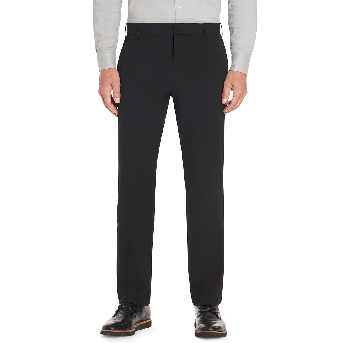 Van Heusen Men's Stain Shield Stretch Slim Fit Flat Front Dress Pant, Black, 36W x 34L