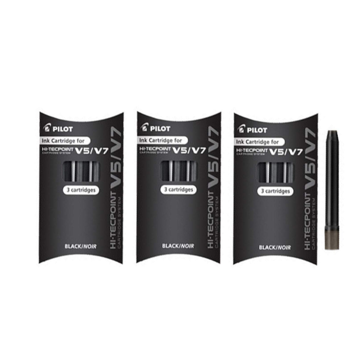 Pilot Rollerball Pen Refill Cartridge, Pack of 3 - 9 Cartridges (Blue, Green, Red, Black)